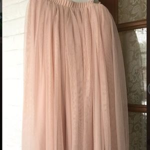 Long Pink Tulle skirt